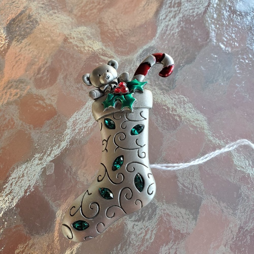 Vintage "JJ" Jonette Jewelry Christmas Stocking Pin
